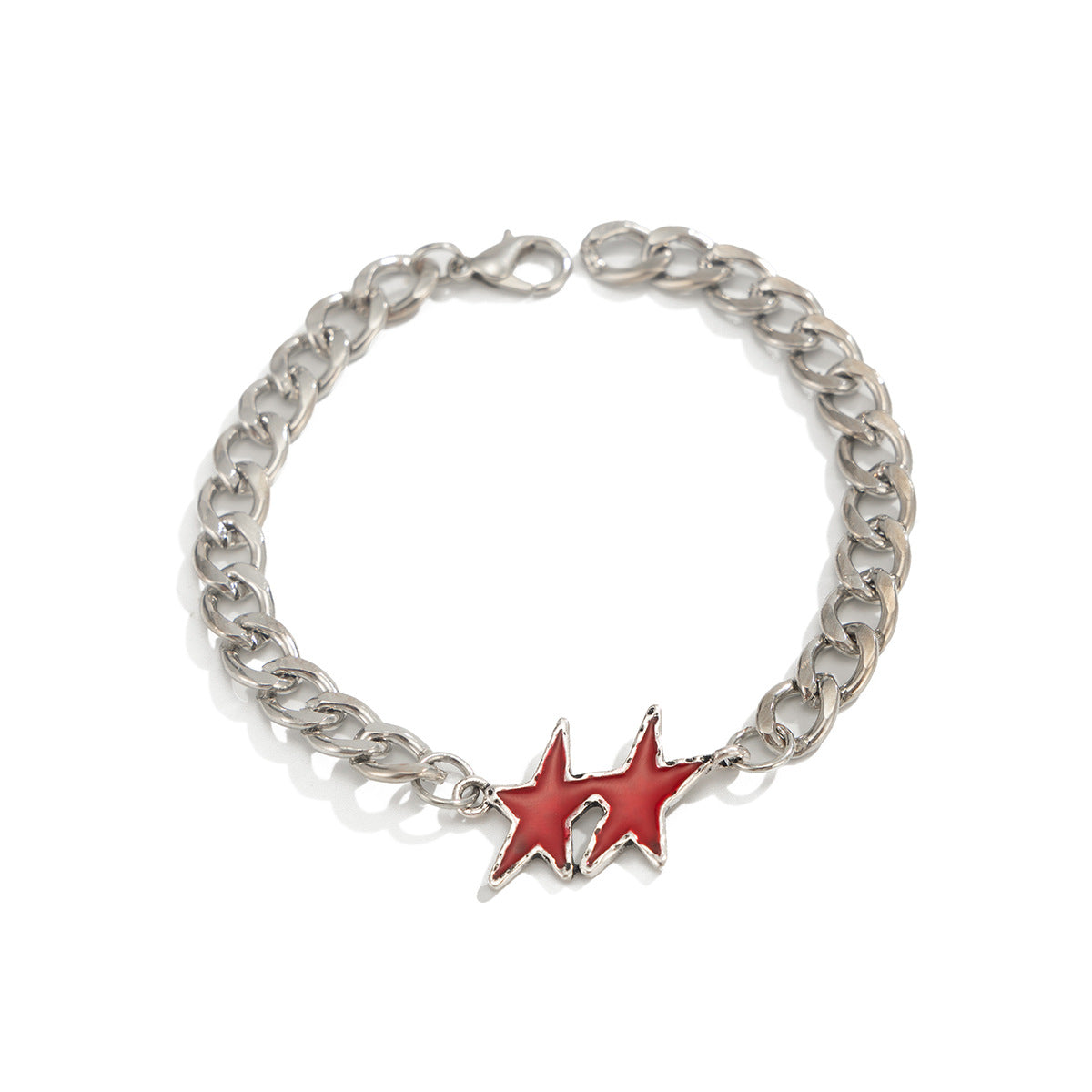 Wholesale Alloy Electroplated Cuban Chain Bracelet with Colorful Star Charm - Fashion Accessory for Men