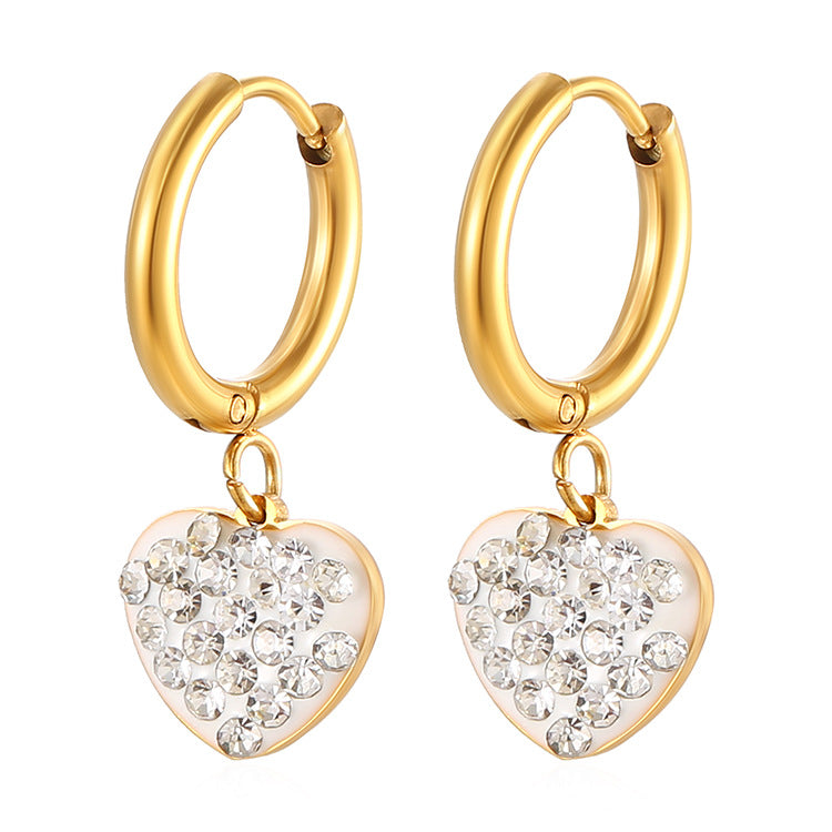 Wholesale Love Pendant Full Diamond Stainless Steel Earrings ACC-ES-MuShan048