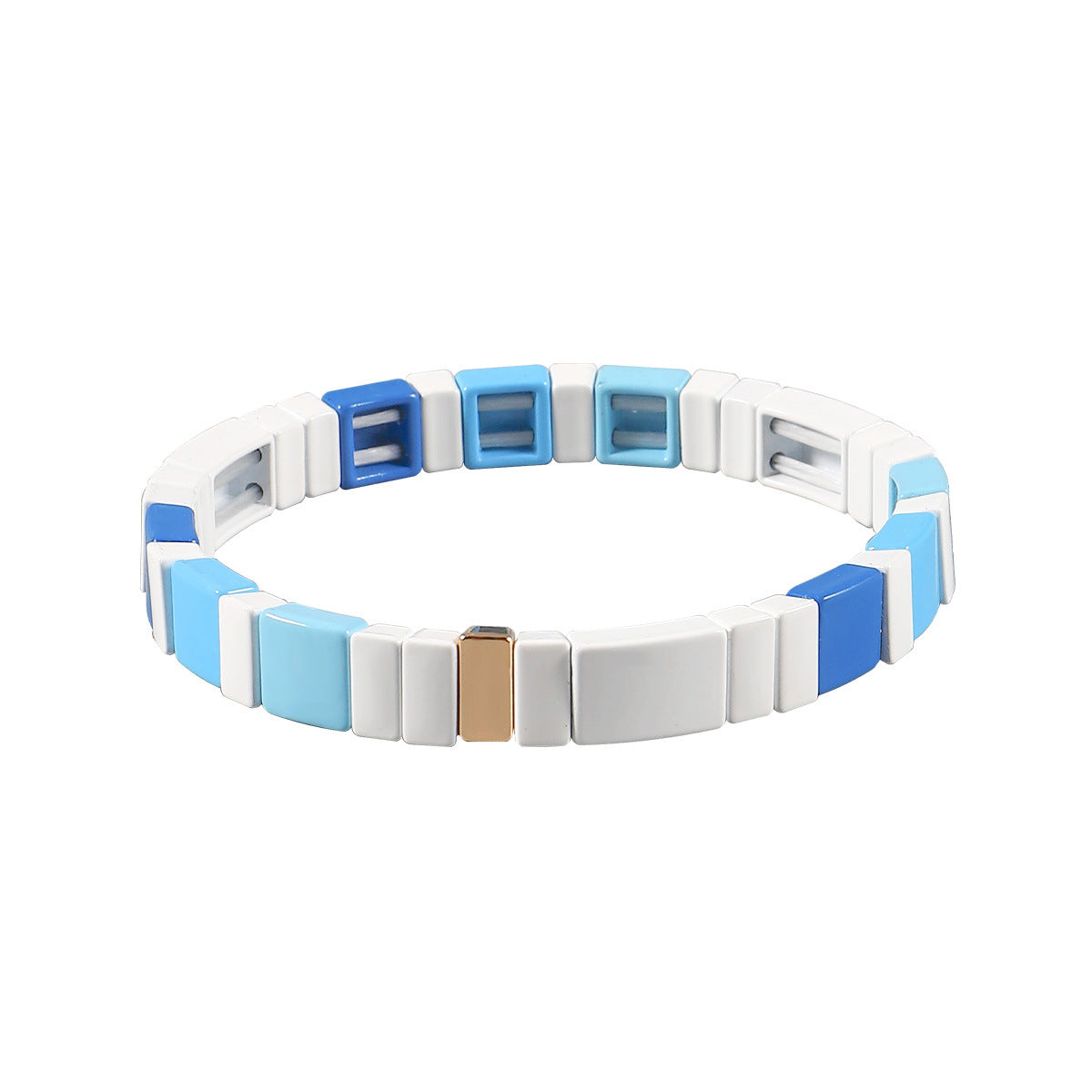 Wholesale Geometric Irregular Matte RA Enamel Multi-layer Elastic Bracelet