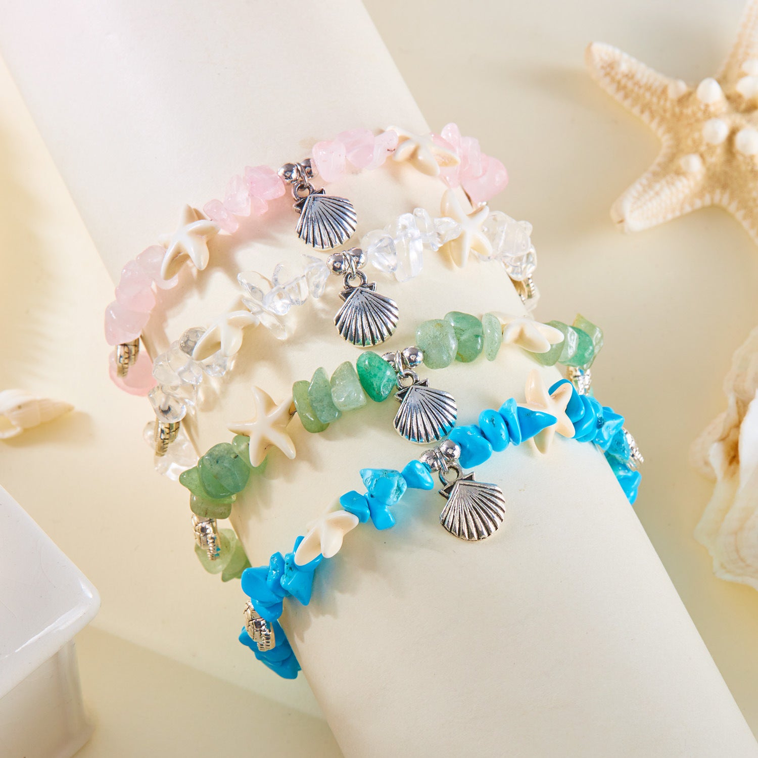 Wholesale  gravel bracelet anklets  shell starfish turtle bracelet