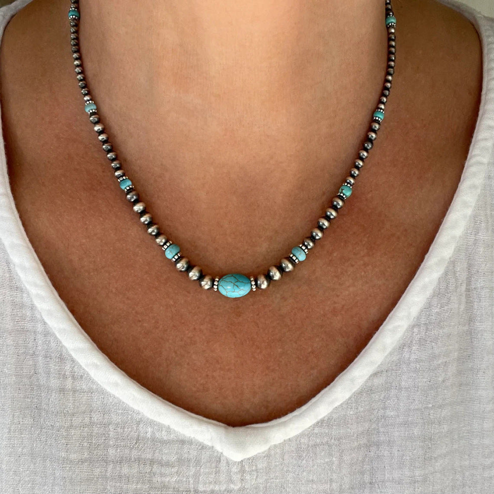 Wholesale Turquoise Maillard Style Handmade Necklace Fashion Jewelry Accessory for Women