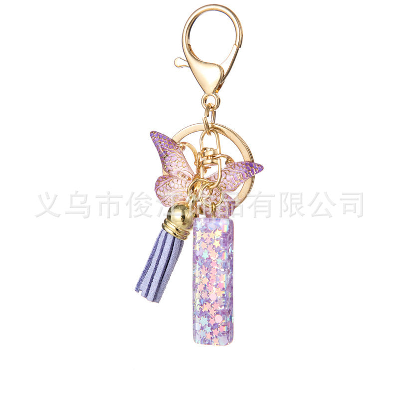 Wholesale Purple Star Tassel Resin Keychain 26 English Letters Bag Charm For Women Students Fashion Decorative Accessory