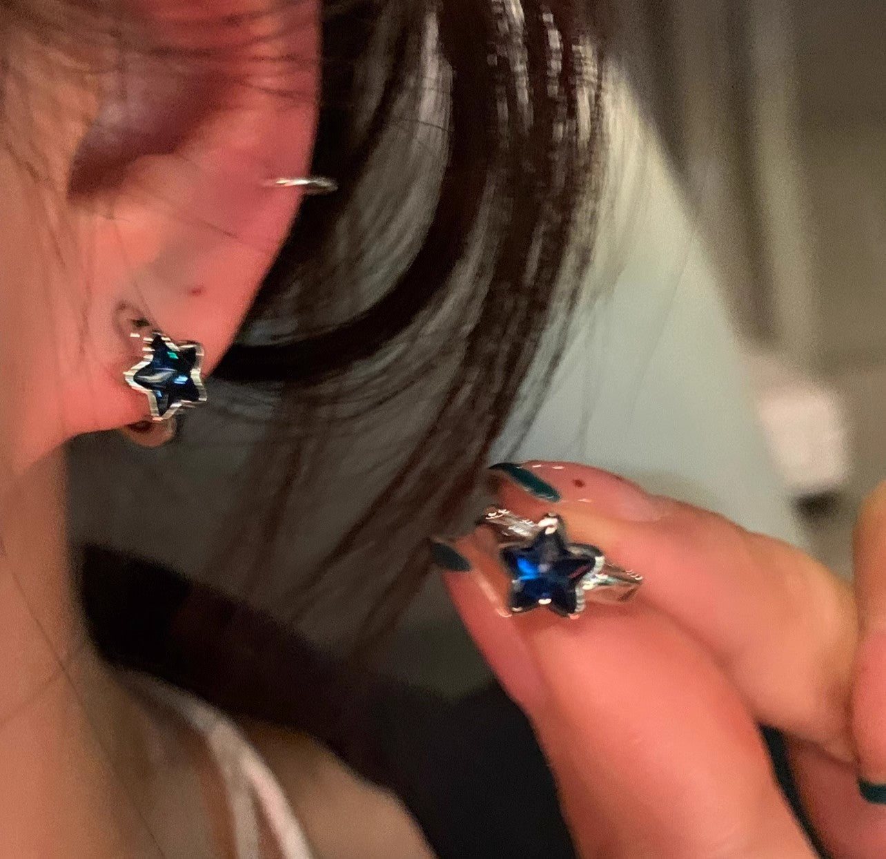Wholesale  Blue Star Earrings  Hoop Earrings