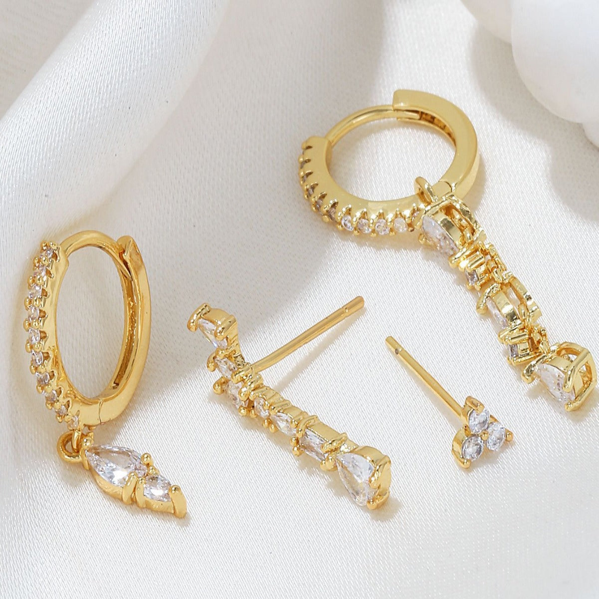 Wholesale geometric zircon ear studs earrings Valentine's Day