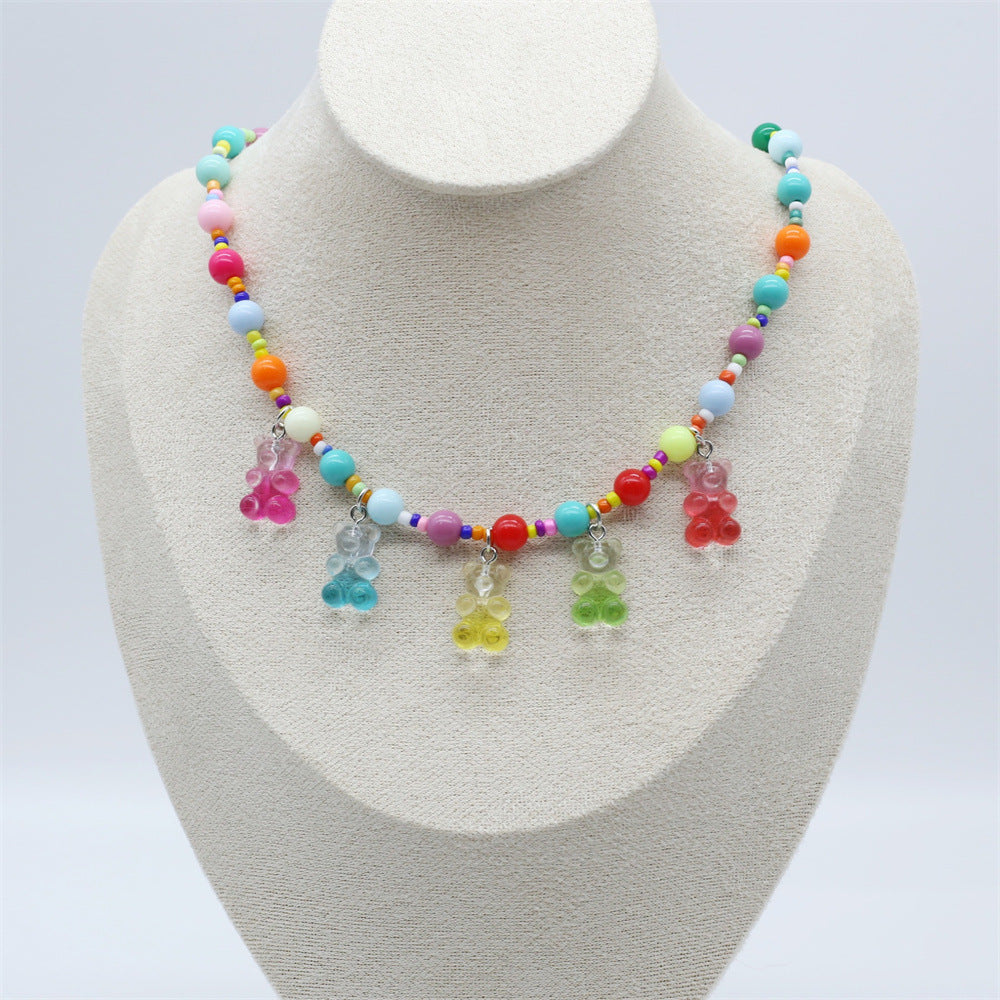 Wholesale Cute Children's Cartoon Character Colorful Beaded Necklace