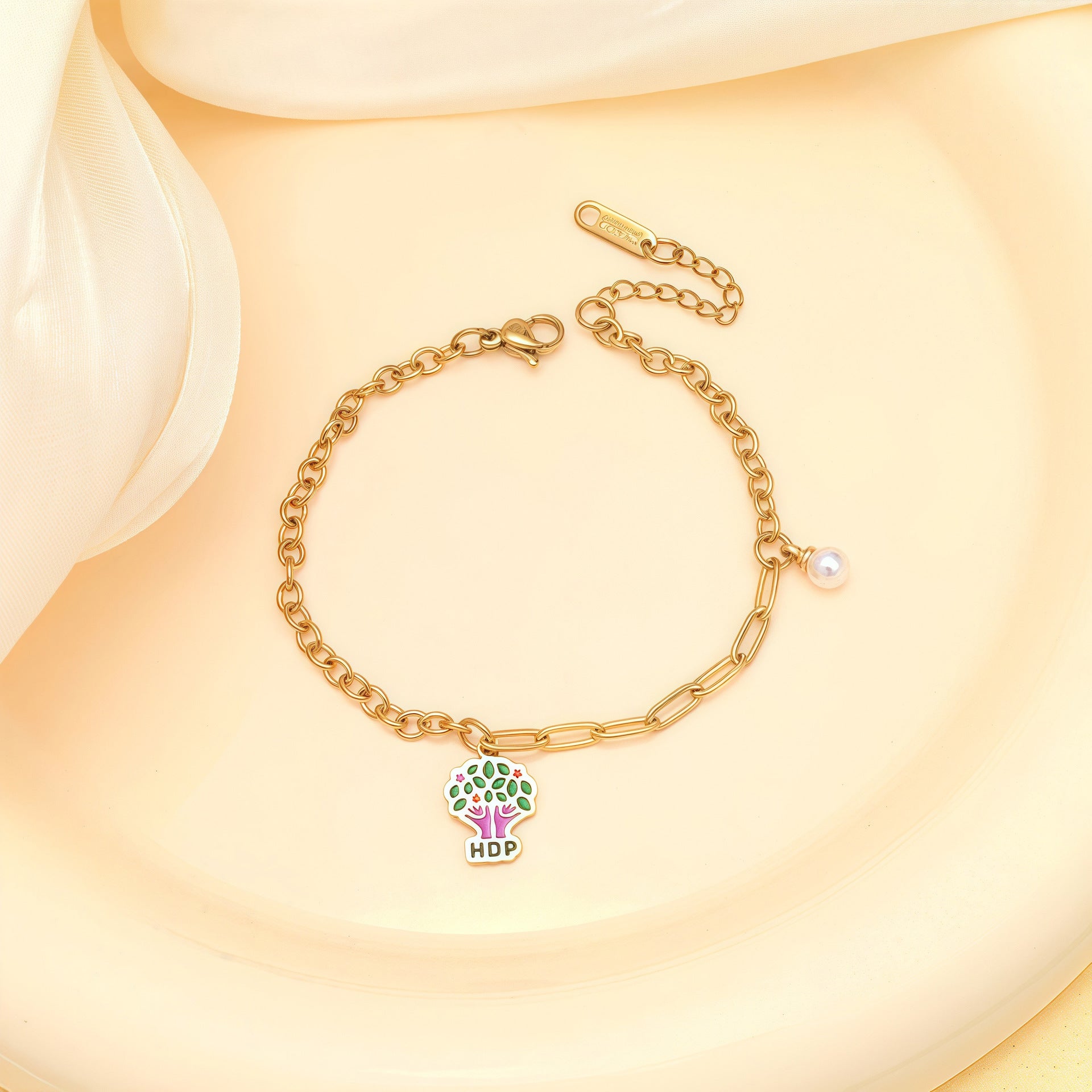 Wholesale Stainless Steel DIY Cartoon Cute Oil Dripping Pendant Bracelet