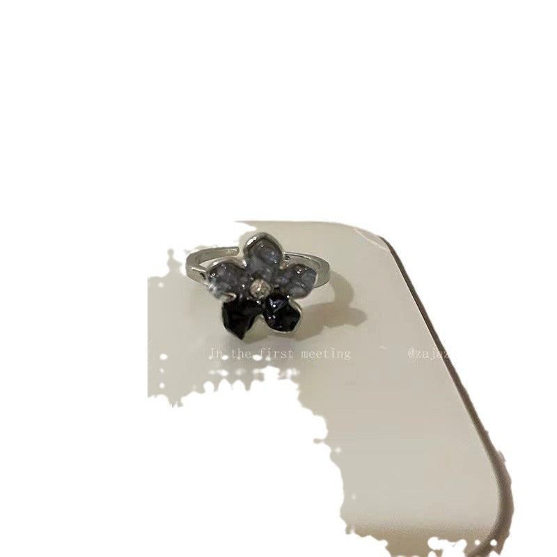 Wholesale Gradient Stone Flower Open Ring