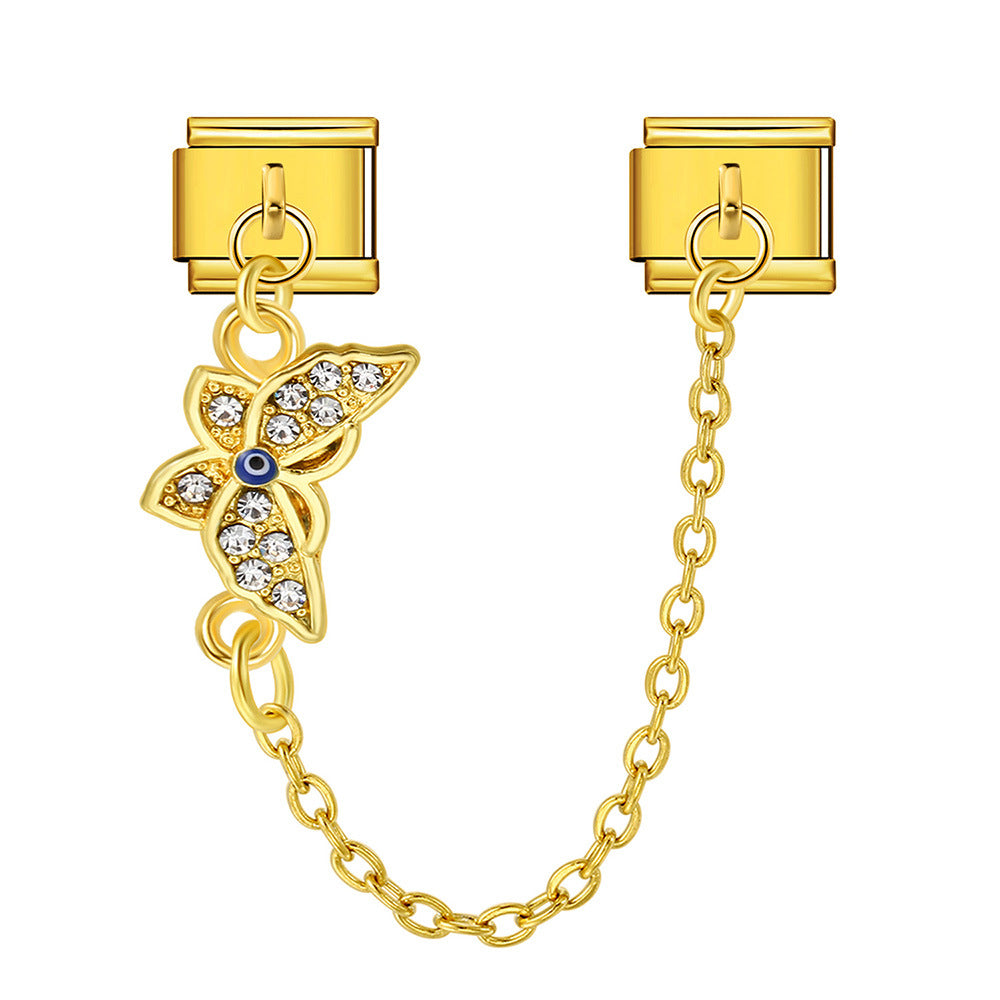 Wholesale  Italian Charm Bracelet 9mm DIY Devil' s Eye Hook Creative Stainless Steel Composable Bracelet