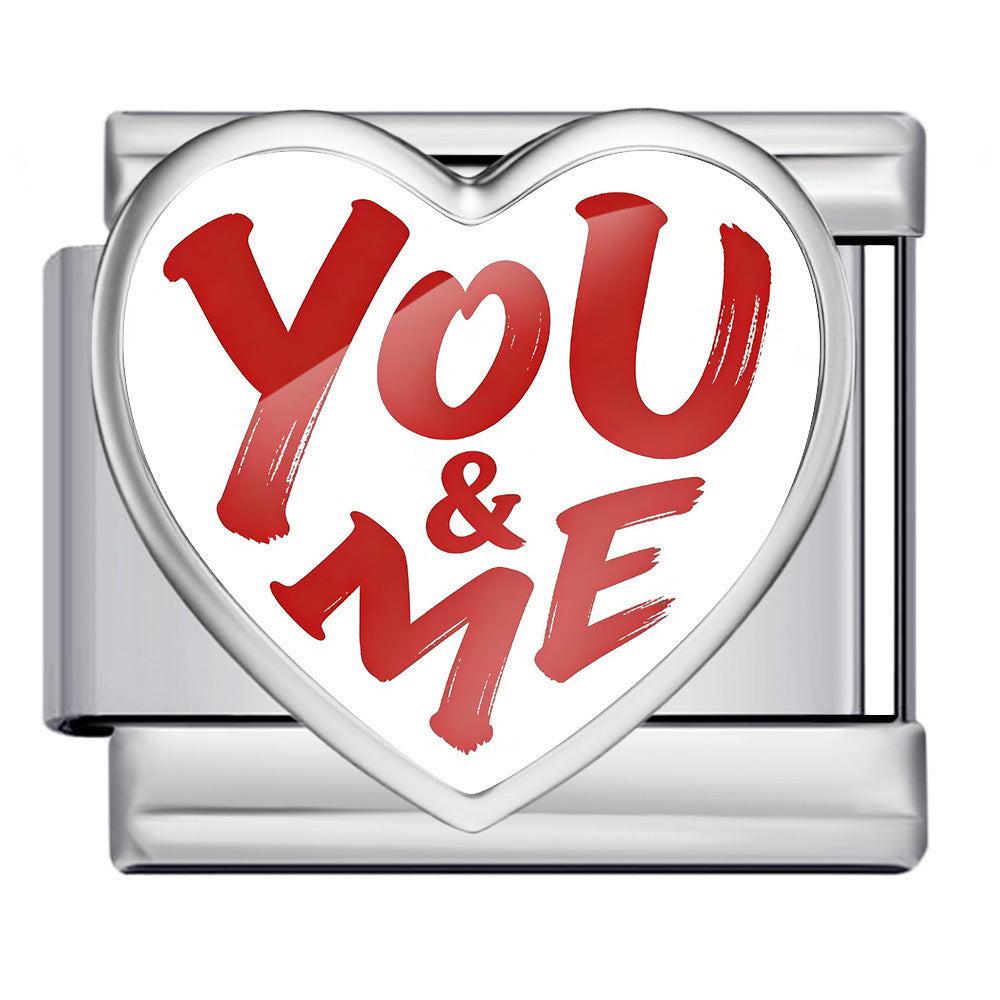 Wholesale Titanium Steel Love Series Square Pattern Modular Bracelet For Valentine S Day Gifts
