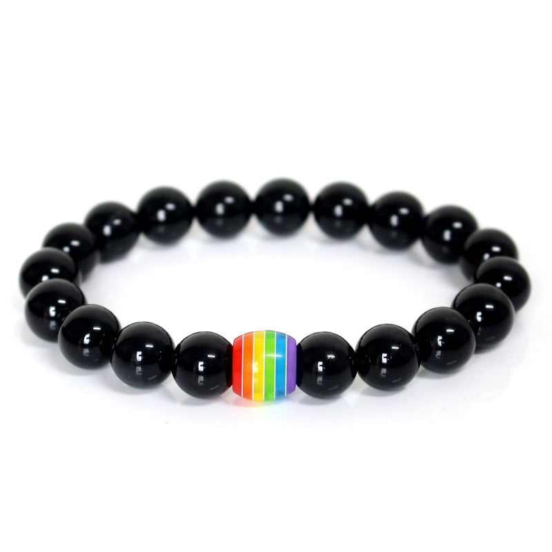 Wholesale LGBT Rainbow Volcanic Stone Beaded Bracelet Hand Made Miyuki ACC-BT-ZhongH022