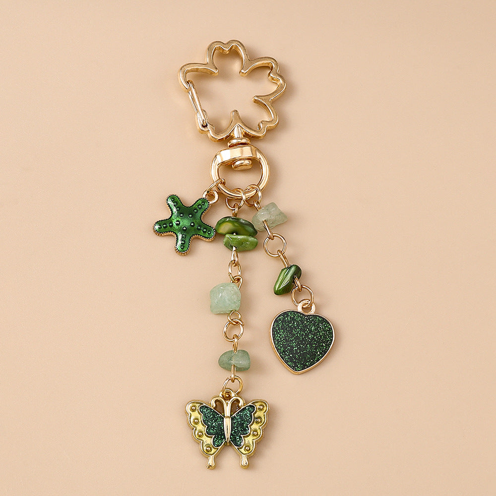 Wholesale Alloy pearl butterfly keychain heart and flower keychain