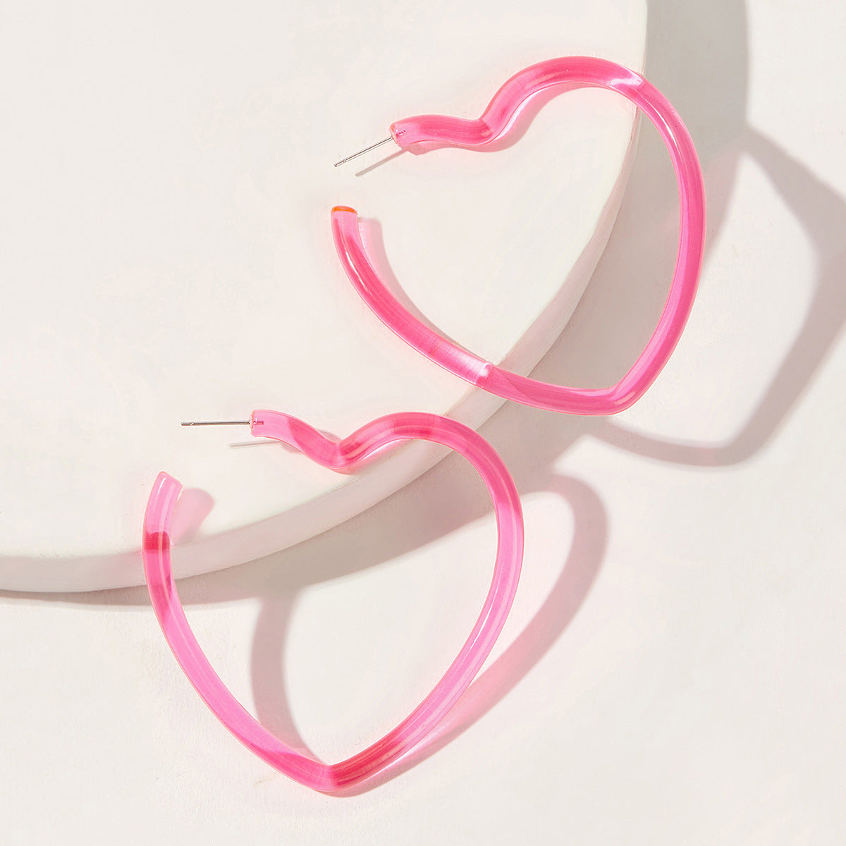 Wholesale Simple rose red heart five-pointed star fluorescent geometric resin earrings fashion personality niche exaggerated earrings for women