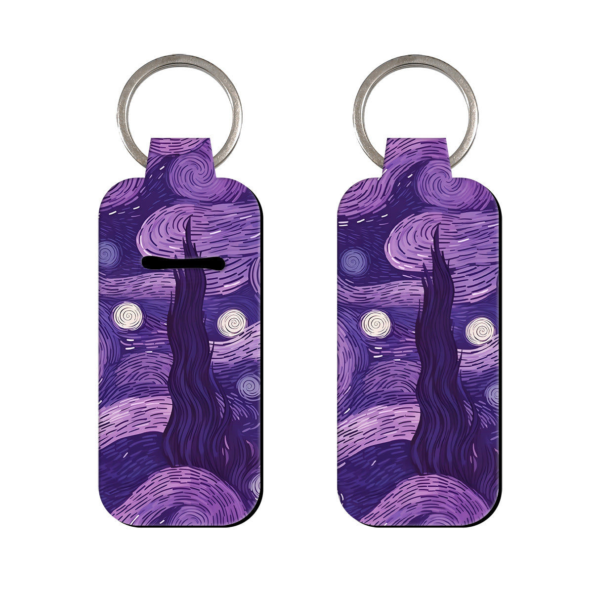 Wholesale 6pcs Purple Star Moon Mountain Lavender Lipstick Set Keychain