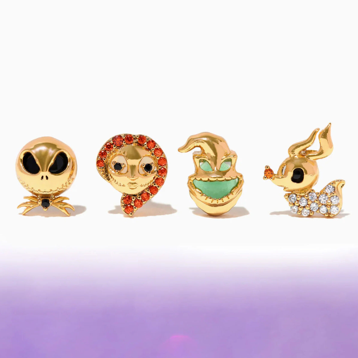 Wholesale Halloween Plated 18K Real Gold Cartoon Pumpkin Ghost Zircon Earrings suit