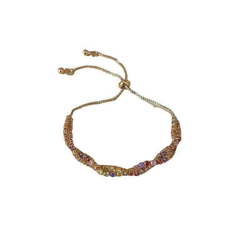 Wholesale Copper Electroplated Gold Geometric Zircon Bracelet Women' s Jewelry Accessory
