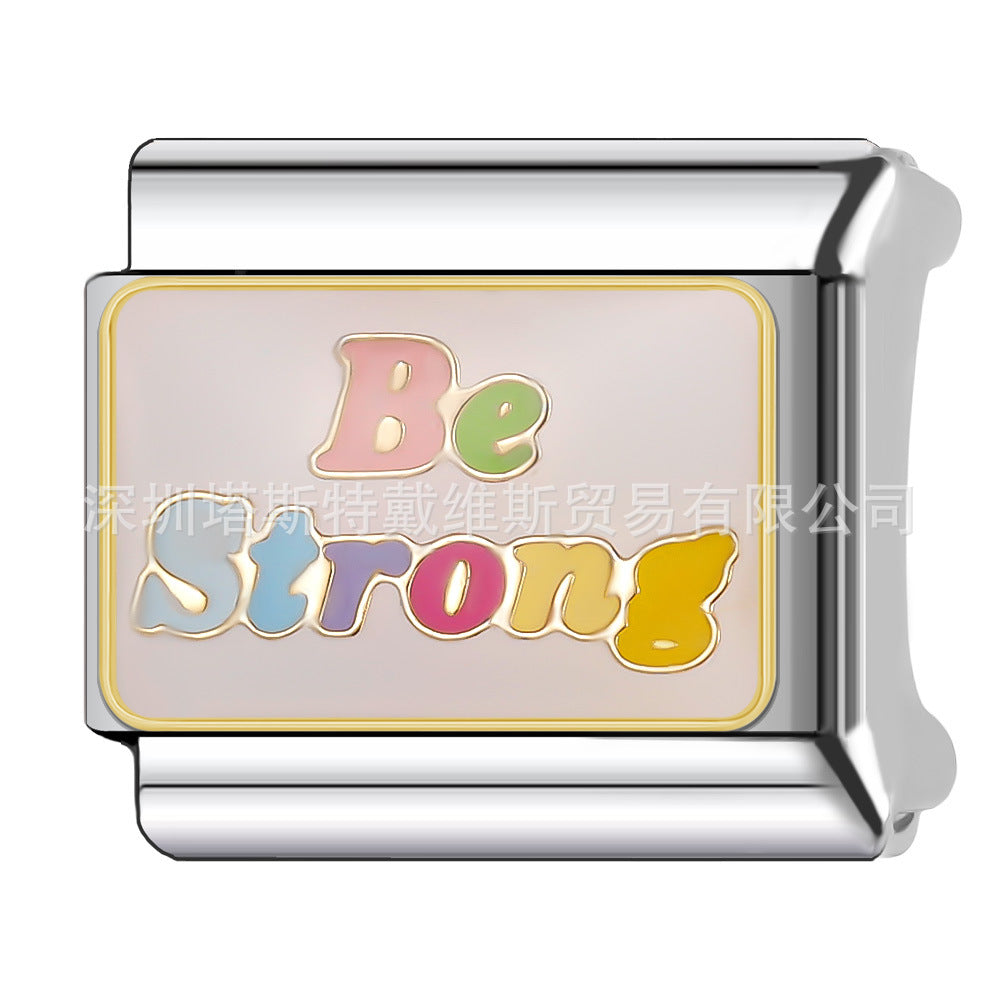 Wholesale Stainless Steel Electroplated Italian Alphabet Modular Bracelet Charm Set DIY Jewelry Accessory