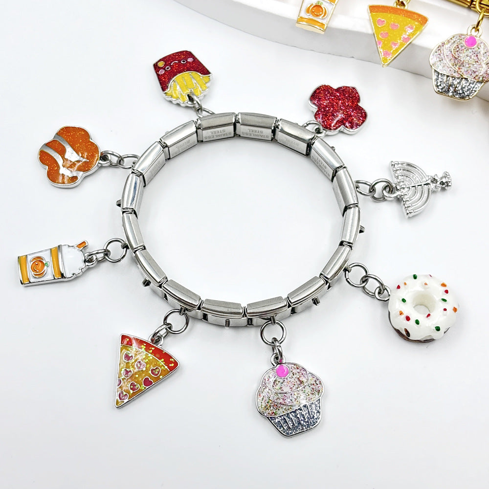Wholesale Italian Charm Bracelet 9mm DIY Single Hook  Creative Stainless Steel Composable Bracelet