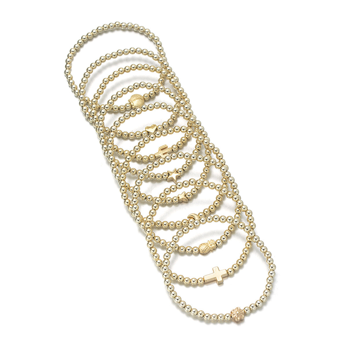 Wholesale  Turquoise Cross Pearl Beaded Elastic Ladies Bracelet