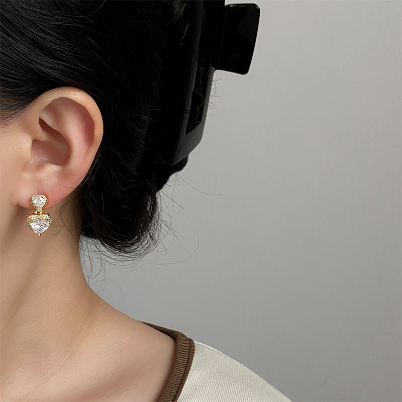 Wholesale Light Luxury Super Flash Love Zircon Earrings ACC-ES-NingKa006