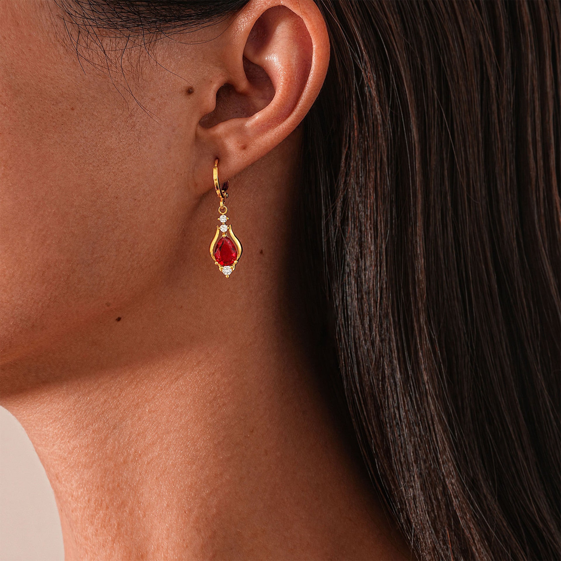 Wholesale Copper Ruby Zirconia Earrings