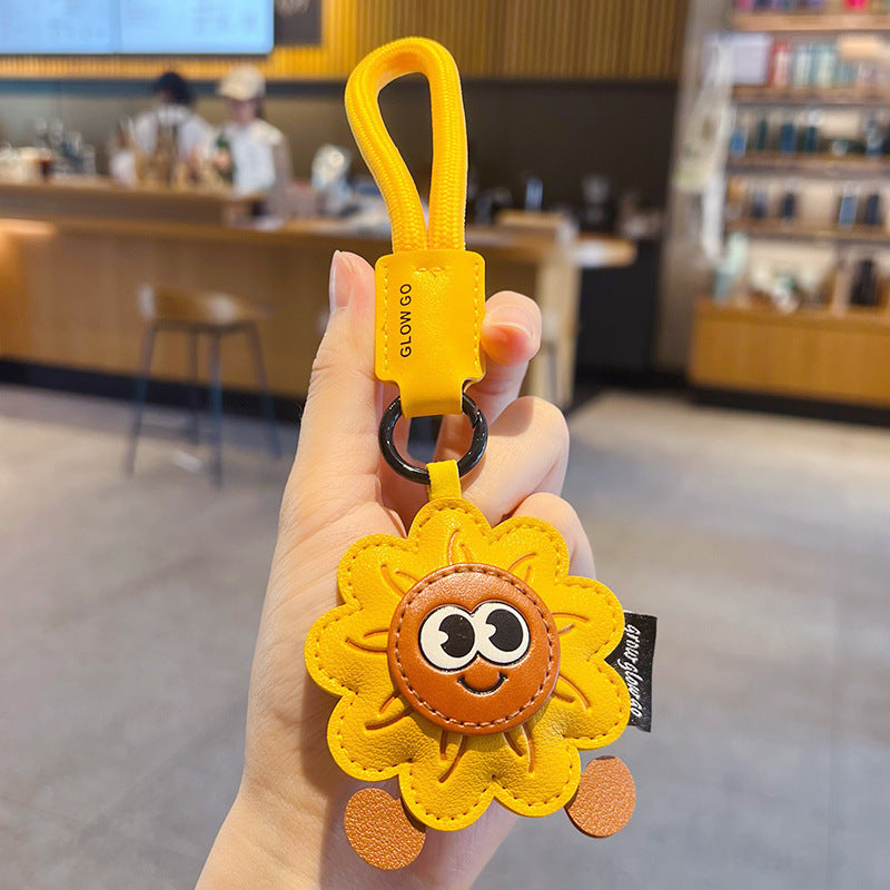 Wholesale Leather Sunflower Bee Keychain Keyring For Car Keys And Bag Fashion Gift Accessory