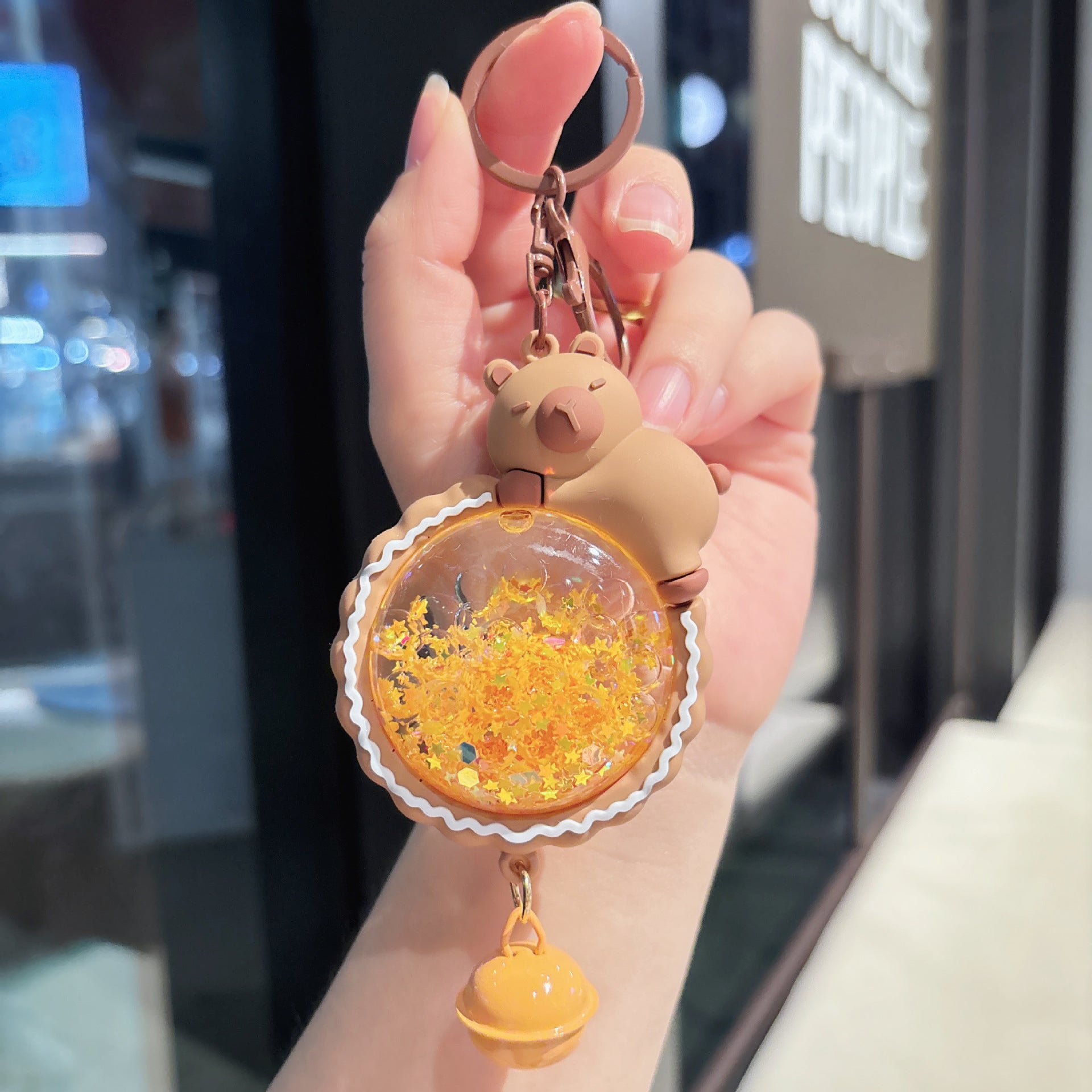 Wholesale Creative Quicksand Bottle Wind Chime Capybara Keychain
