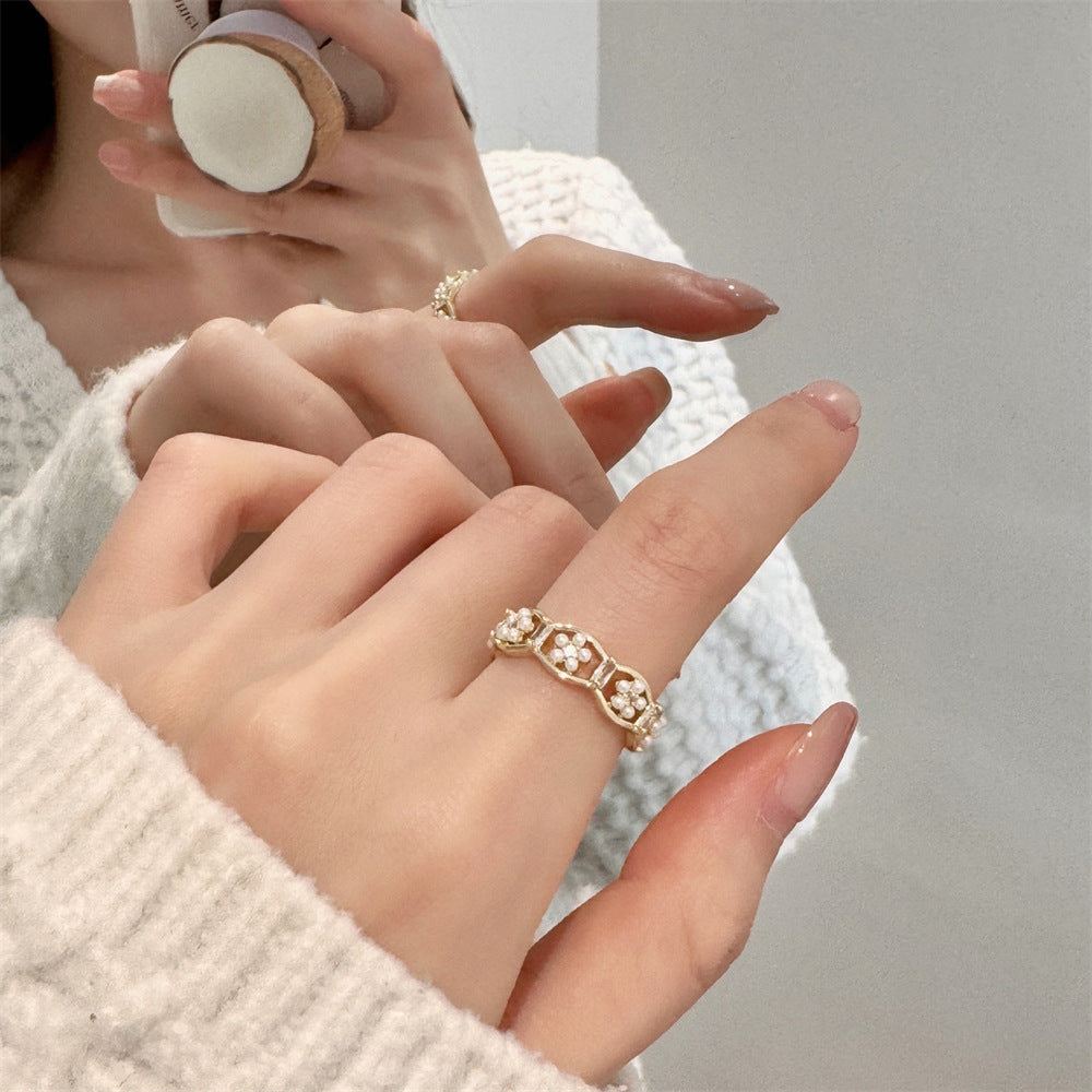 Wholesale Colorful Enamel Mother-of-pearl Butterfly Ring Open Index Finger Ring ACC-RS-Yues007