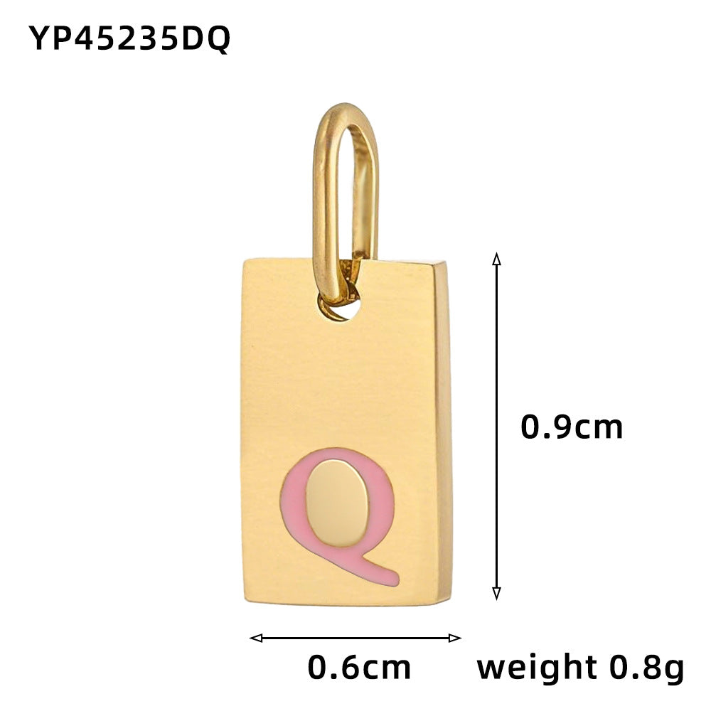 Wholesale 26 oil drops English letters stainless steel gold-plated DIY pendant
