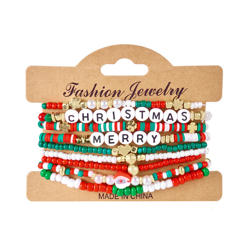 Wholesale  Snowflake Bell Colorful Beaded Bracelet