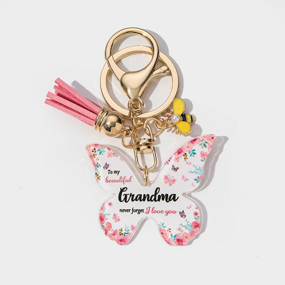 Wholesale 1PCS Arrival Butterfly Shape Acrylic MOM Pendant Key Chain Gift for Mother' s Day Valentine' s Day Anniversary