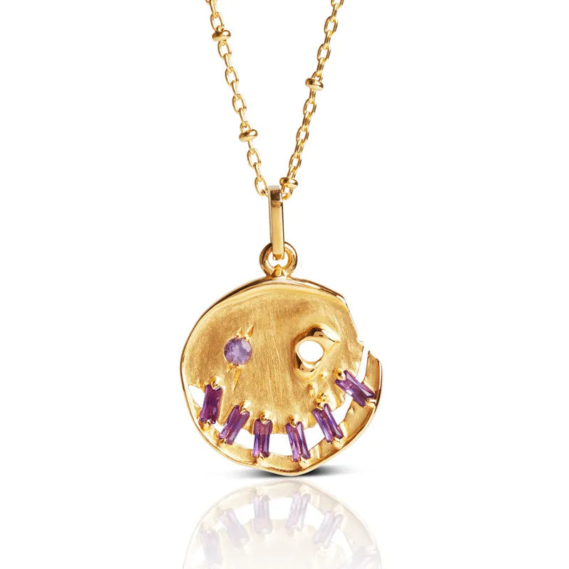 Wholesale  light luxury smile pumpkin inlaid zircon 12 birthstone necklace