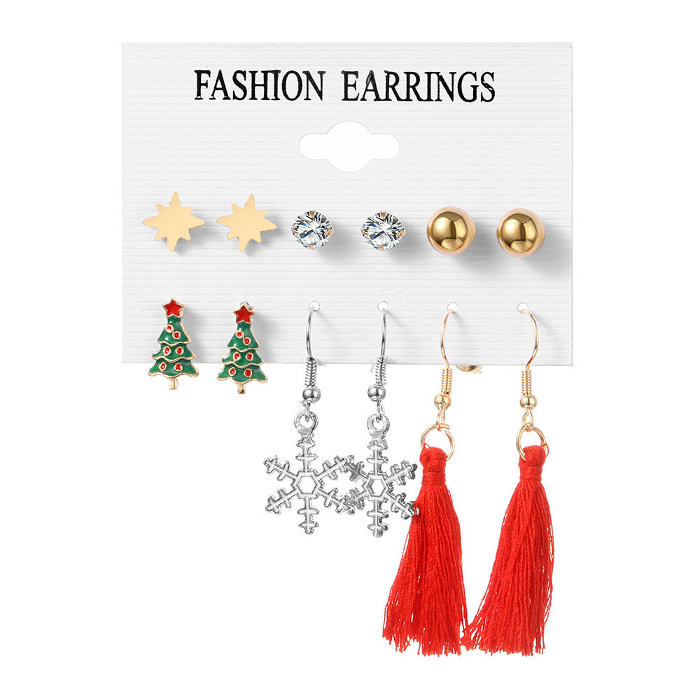 Wholesale Christmas Bell Elk Earrings Six-piece Set ACC-ES-Anduo003