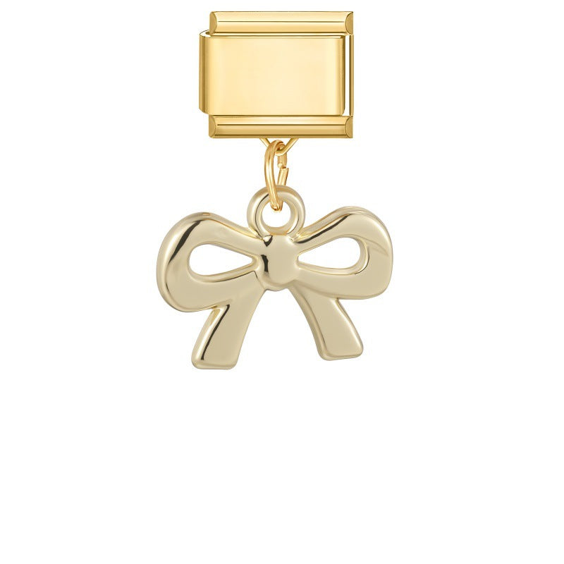 Wholesale Gold Bow Dog Pendant DIY Bracelet - Chic Fashion Accessory Gift