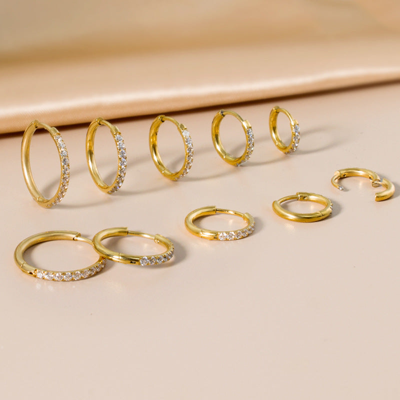 Wholesale  Stainless Steel  Sparkling Crystal Earrings
