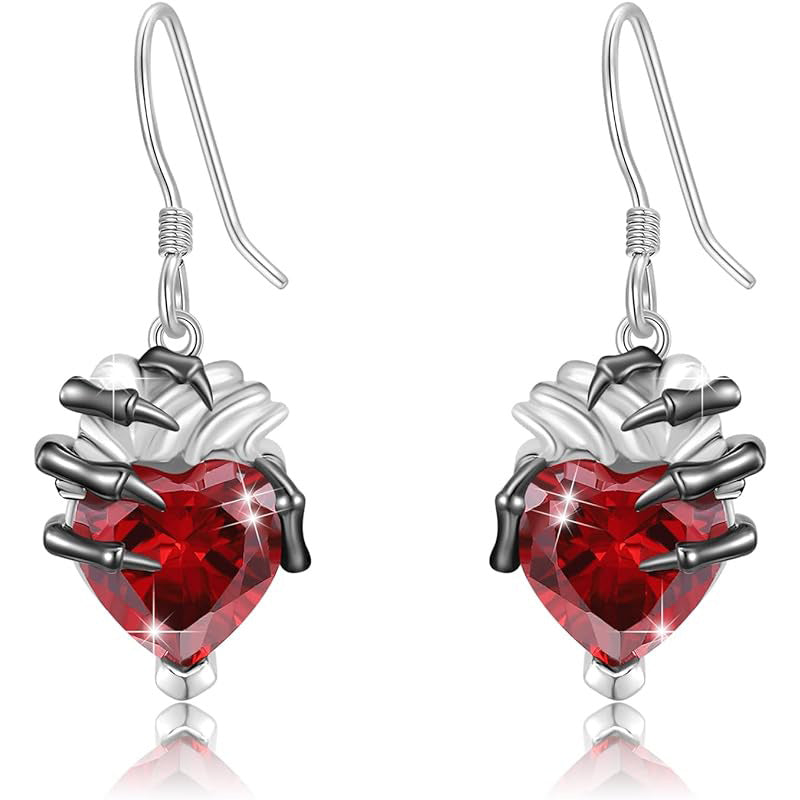 Wholesale Diamond-Cut Zinc Alloy Heart Skull Hand Earrings Gothic Design for Women Party Wear