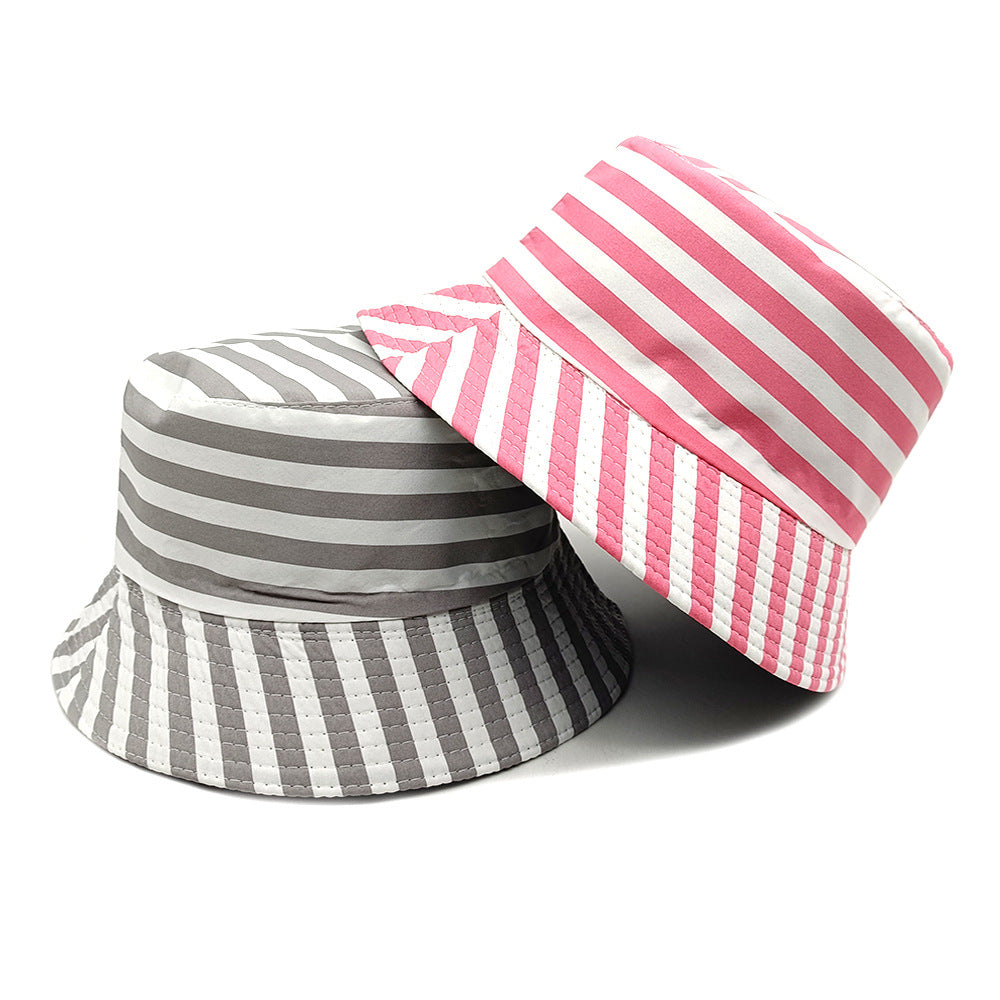 Wholesale Striped Printed Simple Outdoor Sunscreen Hat Bucket Hat