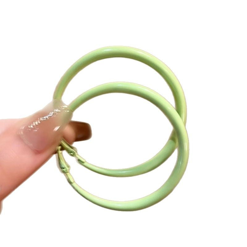 Wholesale Mint Milk Green Glaze Large Circle Earrings