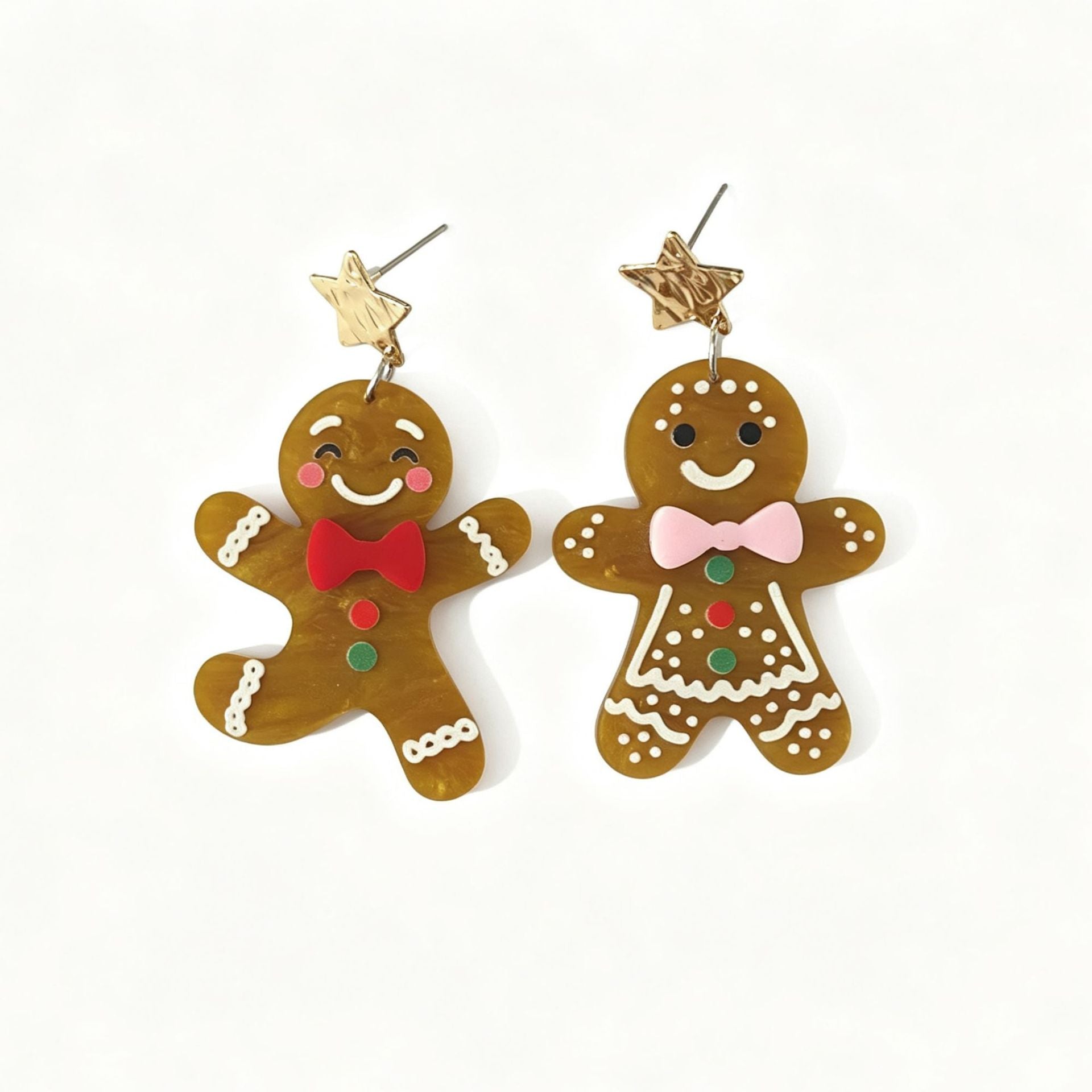 Wholesale Christmas Gingerbread Man Candy Cane Wreath Acrylic Drop Earrings For Women Fashion Party Jewelry Accessory Gift
