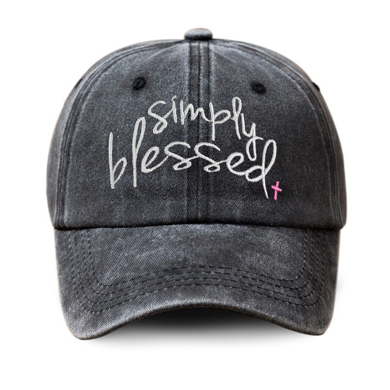 Wholesale Simply Blessed Embroidered Wide Brim Washed Baseball Cap Hat ACC-HT-BenDe001