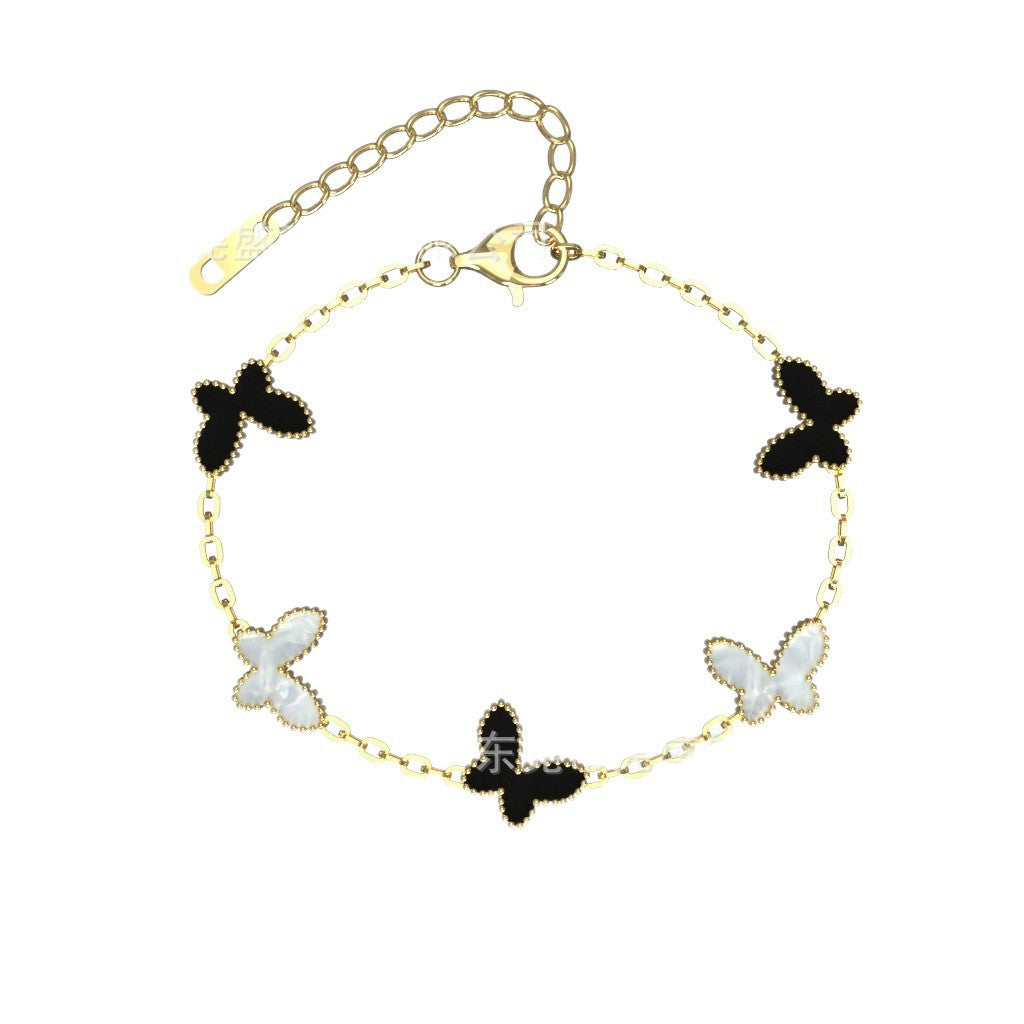 Wholesale Titanium Steel Butterfly Bracelet with Real Gold Plating - Light Luxury Jewelry Accessory for Everyday Wear,  Gift for Girls