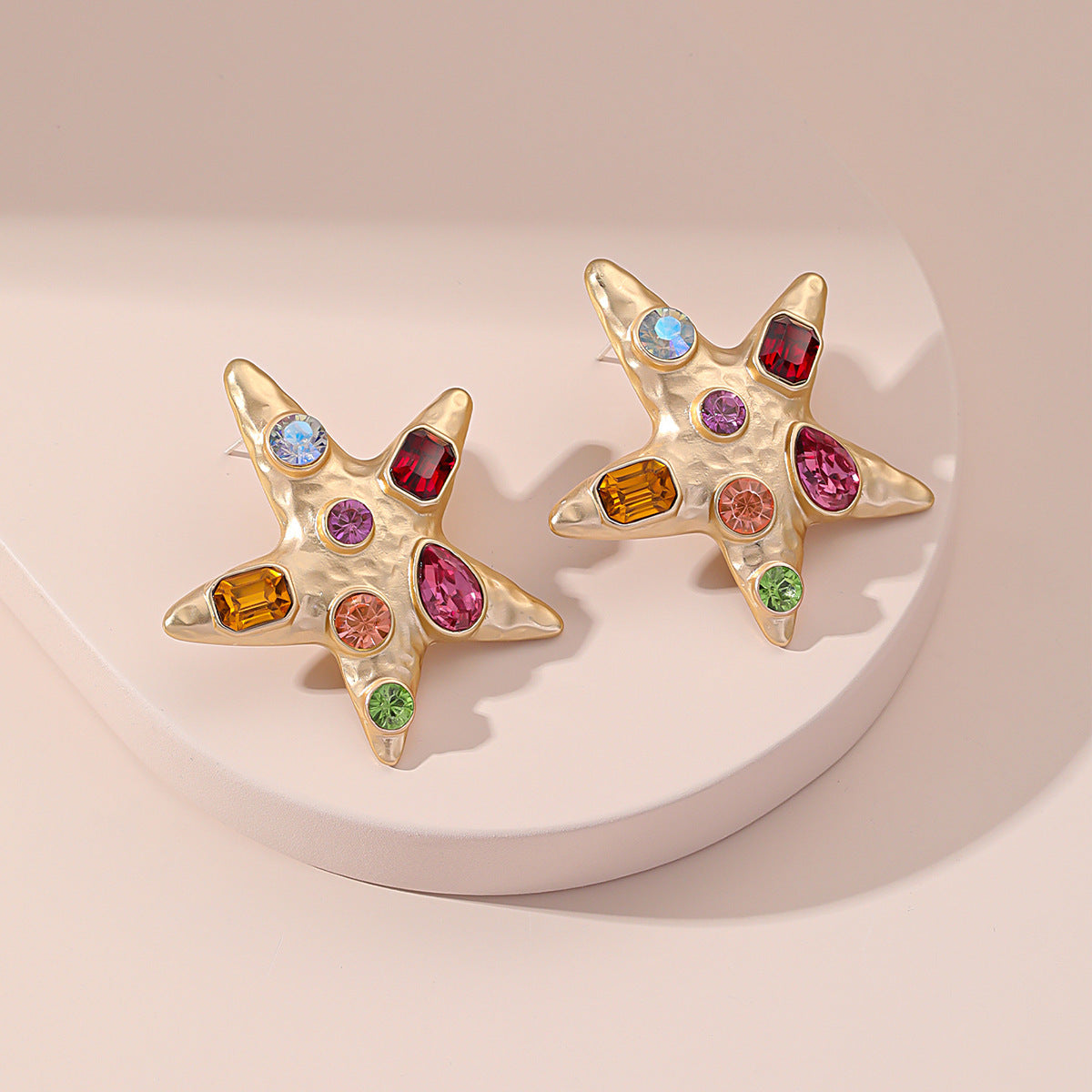 Wholesale Starfish Stud Earrings Alloy Diamond Design Fashion Jewelry Gift