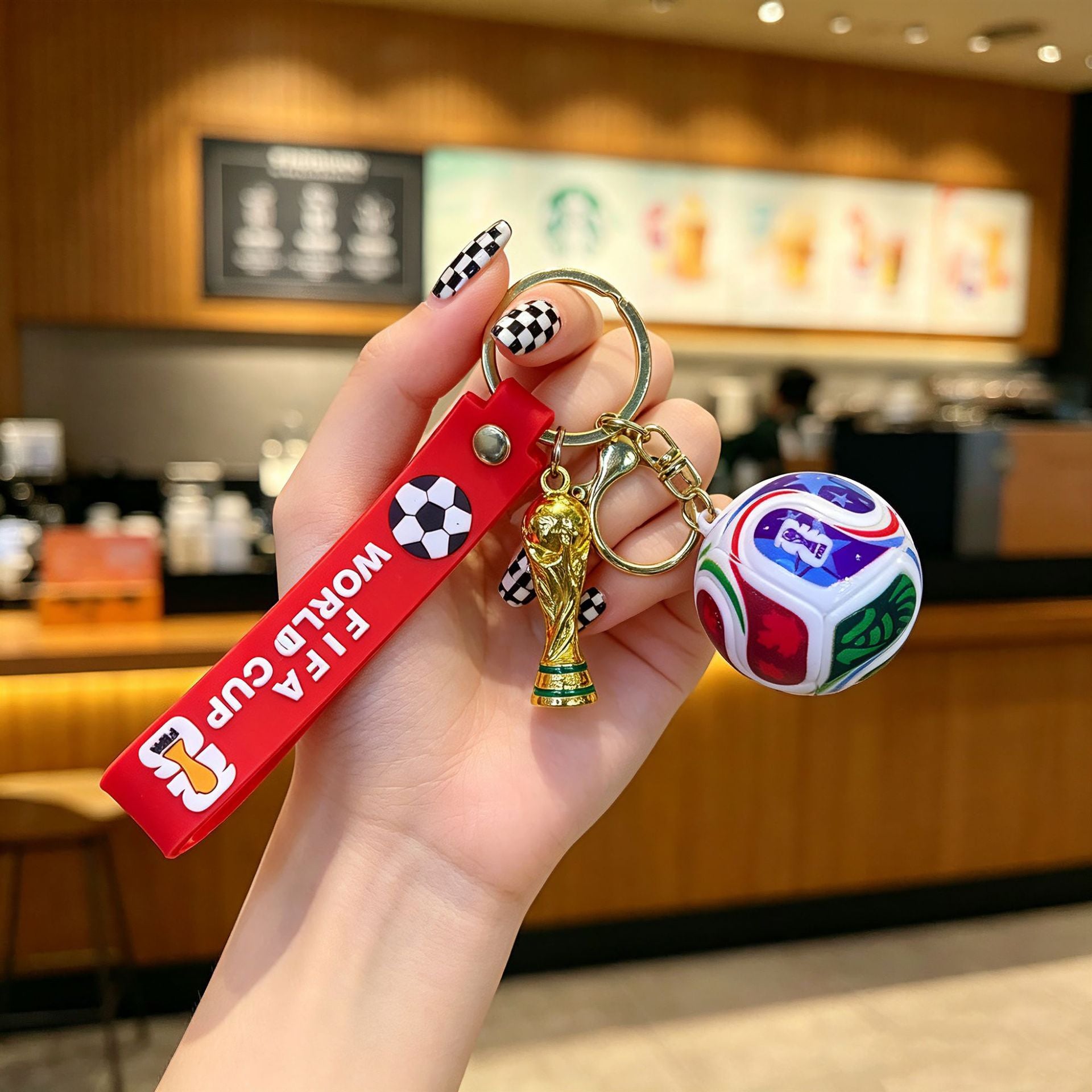 Wholesale PVC World Cup Soccer Keychain Cartoon Bag Charm Car Key Accessory