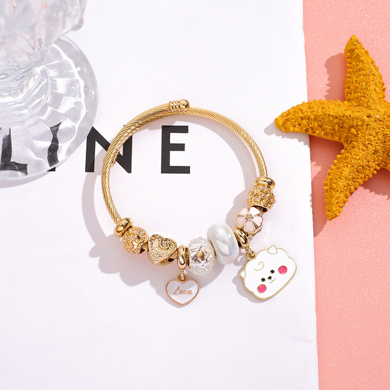 Wholesale Cartoon Beaded Stainless Steel Bracelet ACC-BT-QingLian002