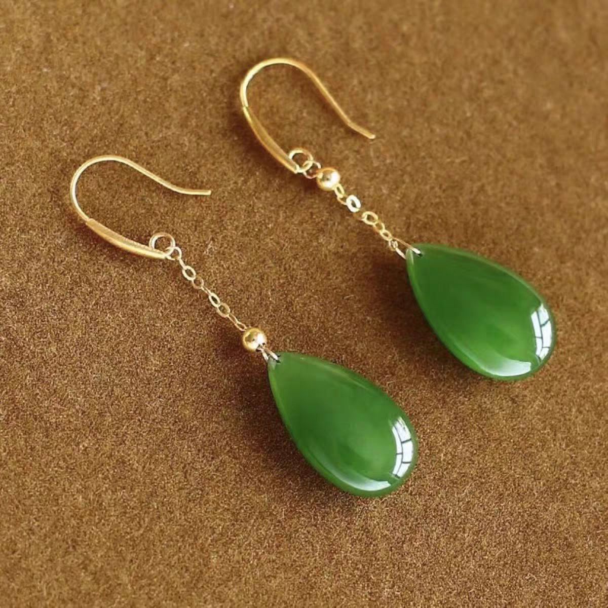 Wholesale Electroplated Water Drop Jasper Earrings Retro Style Chinese Elegant Gift for Mom