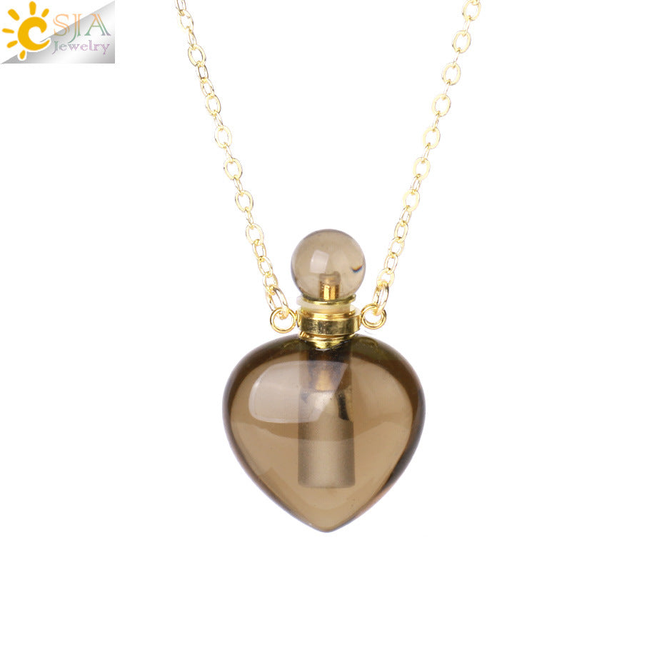 Wholesale Natural Stone Crystal Perfume Bottle Necklace ACC-NE-HuaiShe001