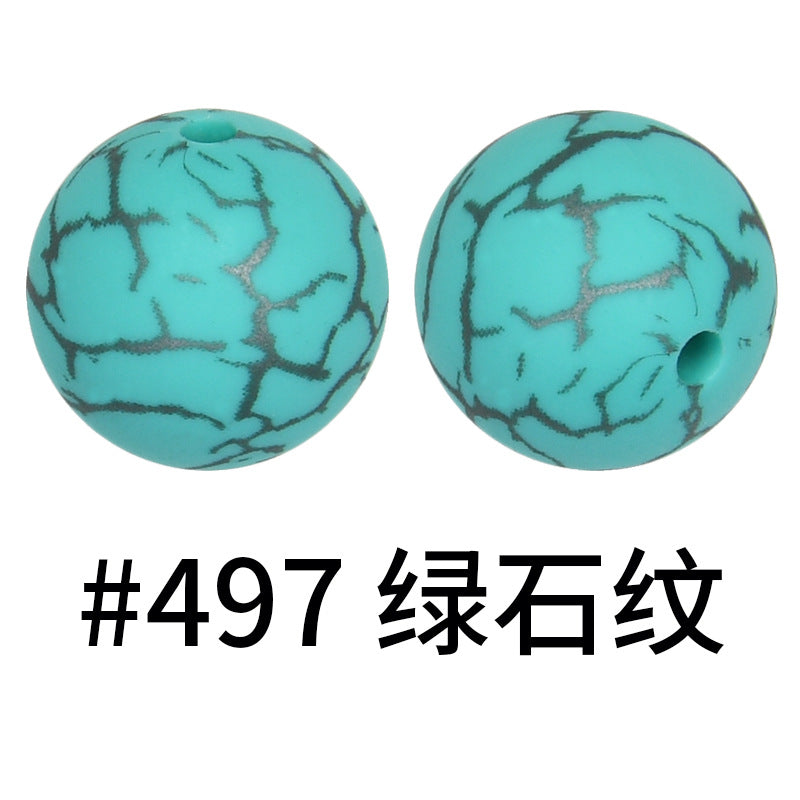 Wholesale 50pcs 15mm Colorful Crack Printed Silicone Balls DIY Beaded Accessories ACC-BDS-HeSheng050