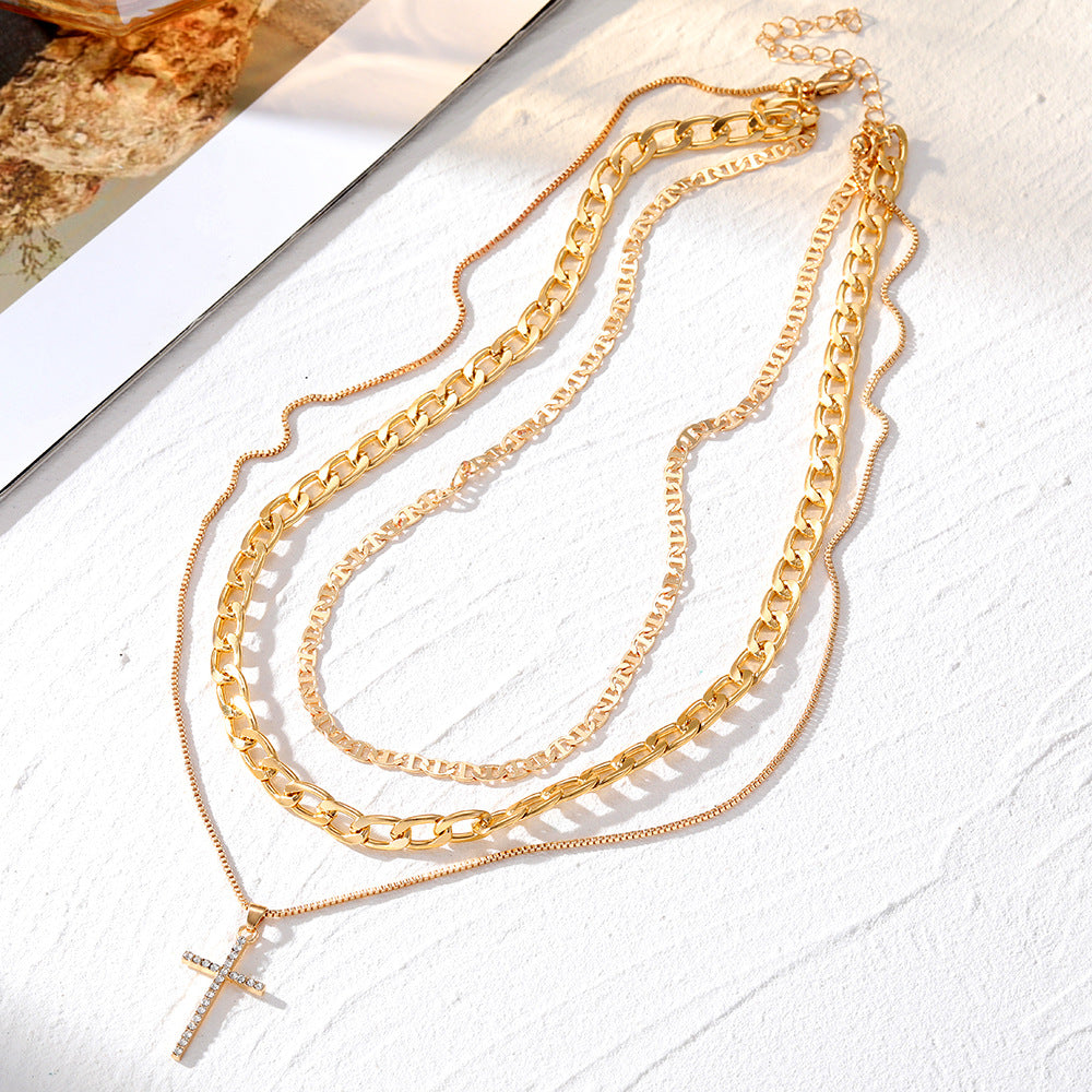Wholesale Cross Chain Necklace Full Heart Pendant Necklace