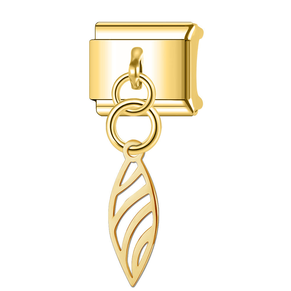 Wholesale Italian Charm Bracelet 9mm DIY Splicing Hollow Gold Pendant Stainless Steel Composable Bracelet