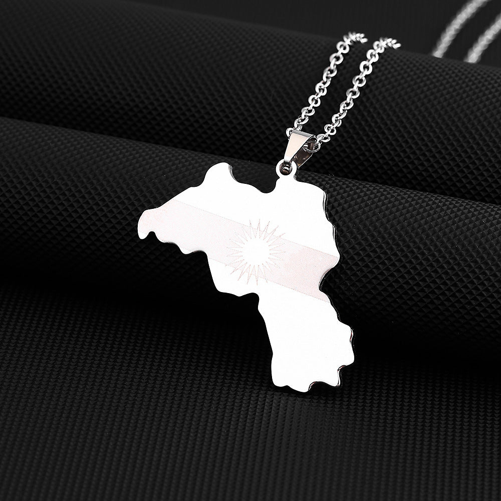 Wholesale Geometric Vintage Drip Oil Pendant Necklace Stainless Steel Jewelry Accessory