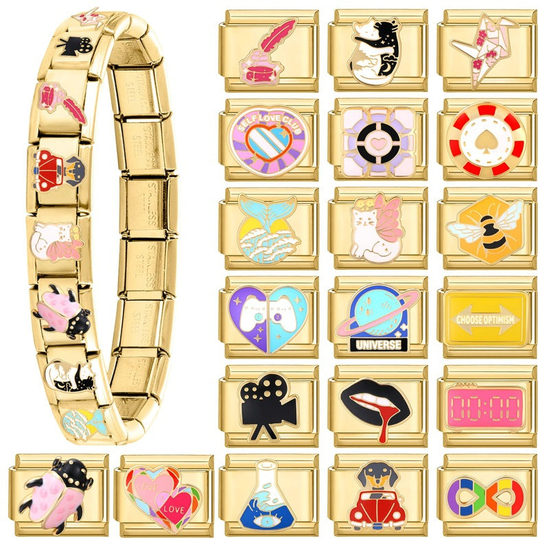 Wholesale Italian Charm Bracelet 9mm DIY Splicing Cute Creative Stainless Steel Composable Bracelet